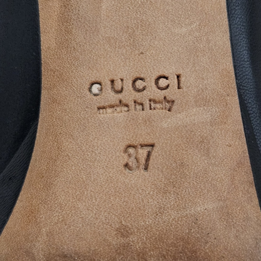 Gucci Black Leather Platform Pumps Heels Sz 37 US 7 - Picture 12 of 14